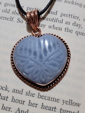 Angelite Carved Heart Pendant Necklace